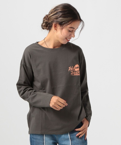 BAYFLOW(ベイフロー)の「FOODプリントロンT(Tシャツ/カットソー・レディース・ブルー/オフホワイト/チャコール・FREE)」の9枚目の写真