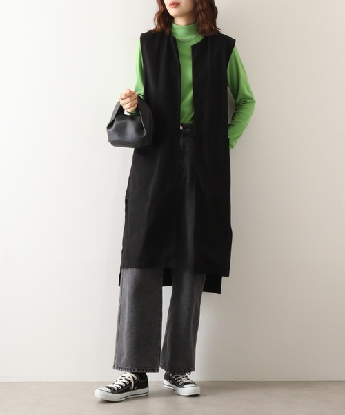 atONE(アットワン)の「atONE ツイルロングベスト(ベスト・レディース・ベージュ/カーキ/ブラック・LL~3L/4L~5L/M~L)」の3枚目の写真
