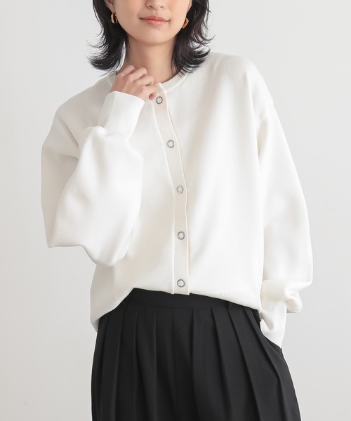 セール】[新色追加]スウェットライクスナップボタンニットミドル