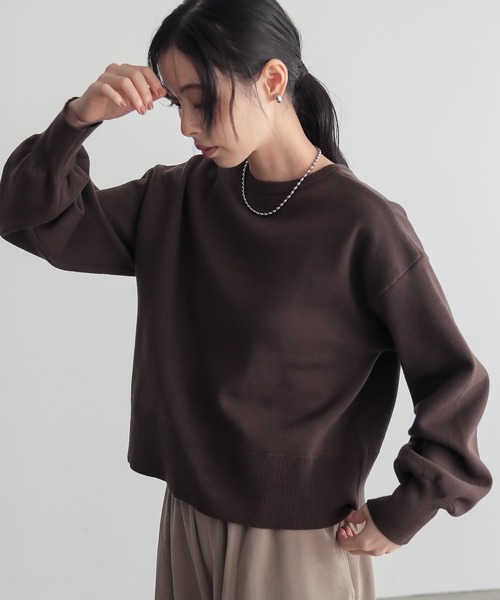 新色追加]スウェットライクスナップボタンニットミドルカーディガン