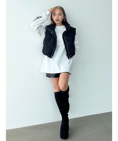 EMODA（エモダ）の「フロントロゴオーバーTシャツ（Tシャツ/カットソー・レディース・ホワイト/パープル/ブラック・FREE）」の7枚目の写真