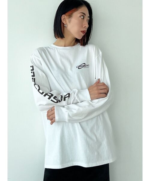 EMODA（エモダ）の「フロントロゴオーバーTシャツ（Tシャツ/カットソー・レディース・ホワイト/パープル/ブラック・FREE）」の8枚目の写真