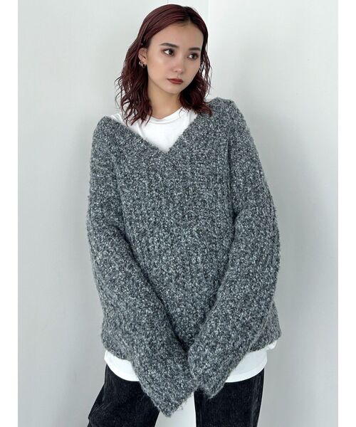 EMODA（エモダ）の「フロントロゴオーバーTシャツ（Tシャツ/カットソー・レディース・ホワイト/パープル/ブラック・FREE）」の13枚目の写真