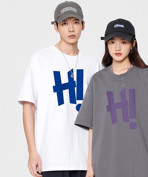 WARAIJOGO(ワライジョウゴ)の「【WARAIJOGO(ワライジョーゴ)】Hi!プリントオーバーサイズ半袖Tシャツ(Tシャツ/カットソー・レディース・ホワイト/ブラック・FREE)」の6枚目の写真