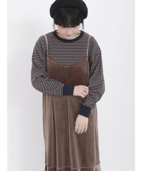 Samansa Mos2（サマンサ モスモス）の「柄アソートロングTシャツ（Tシャツ/カットソー・レディース・ネイビー/オフホワイト/ブラック・F）」の2枚目の写真