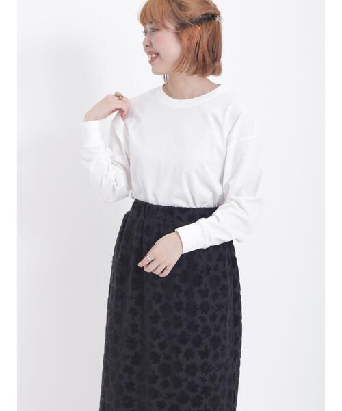 Samansa Mos2（サマンサ モスモス）の「柄アソートロングTシャツ（Tシャツ/カットソー・レディース・ネイビー/オフホワイト/ブラック・F）」の4枚目の写真