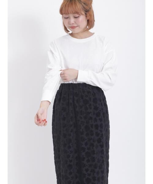 Samansa Mos2（サマンサ モスモス）の「柄アソートロングTシャツ（Tシャツ/カットソー・レディース・ネイビー/オフホワイト/ブラック・F）」の12枚目の写真