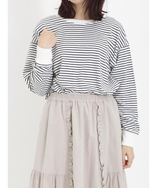 Samansa Mos2（サマンサ モスモス）の「柄アソートロングTシャツ（Tシャツ/カットソー・レディース・ネイビー/オフホワイト/ブラック・F）」の17枚目の写真