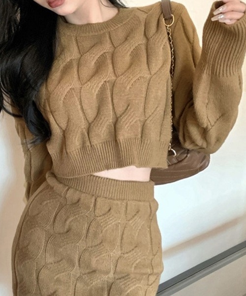 セール】ニットトップス ミニスカートセットアップ（ワンピース