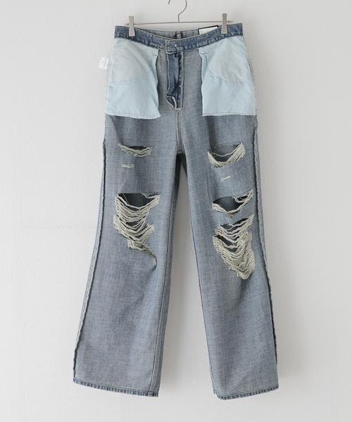 新品　クイーンオブサンクチュアリ　ハトメ　ダメージ　 ジーンズ デニム パンツ ダメージデニムパンツ（デニムパンツ）｜JOINT WORKS