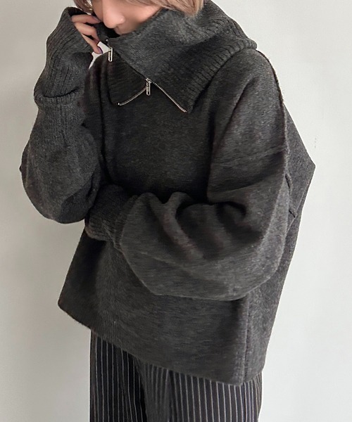 apres jour mignon（アプレジュールミニョン）の「タートル+アームウォーマー付き3点セットニット【ZOZOTOWN限定アイテム】（ニット/セーター・レディース・チャコールグレー/ブルー/ナチュラル・X-LARGE/フリー）」の10枚目の写真