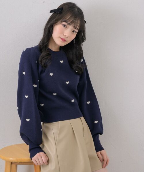 ems excite（エムズエキサイト）の「ハートジャガードNTPO（ニット/セーター・レディース・ピンク/ナチュラル/ブルー・FREE）」の7枚目の写真