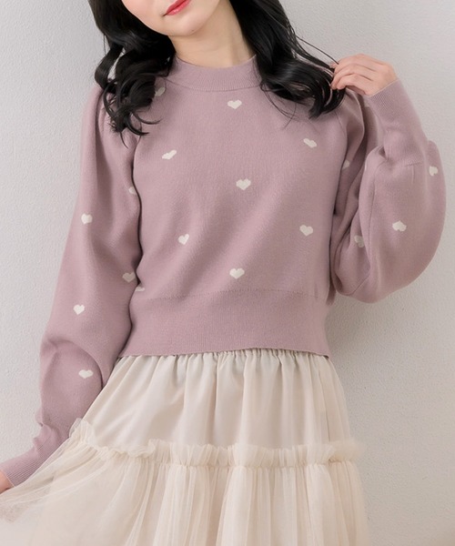 ems excite（エムズエキサイト）の「ハートジャガードNTPO（ニット/セーター・レディース・ピンク/ナチュラル/ブルー・FREE）」の3枚目の写真