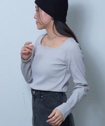 配色ランダムテレコ2WAYスクエア長袖Tシャツ