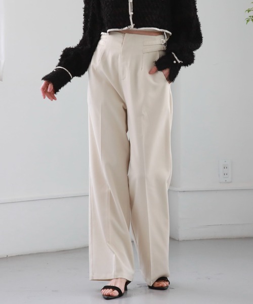 archives（アルシーヴ）の「サイドダブルベルトワイドパンツ  