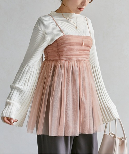 Thevon（ゼボン）の「ラメチュールキャミチュニック（シャツ/ブラウス・レディース・チャコールグレー/アイボリー/ピンクベージュ・FREE）」の3枚目の写真