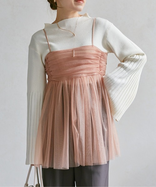 Thevon（ゼボン）の「ラメチュールキャミチュニック（シャツ/ブラウス・レディース・チャコールグレー/アイボリー/ピンクベージュ・FREE）」の19枚目の写真