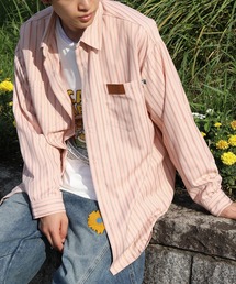 HOOK（フック）の「HOOK -original- 古着風ストライプ総柄ビッグシャツ（シャツ/ブラウス）」