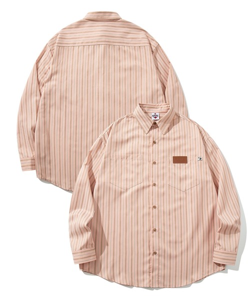 HOOK -original- 古着風ストライプ総柄ビッグシャツ（シャツ/ブラウス