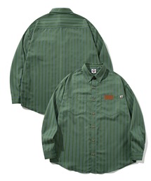 HOOK（フック）の「HOOK -original- 古着風ストライプ総柄ビッグシャツ（シャツ/ブラウス）」