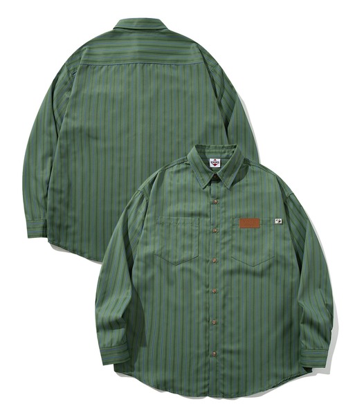 HOOK -original- 古着風ストライプ総柄ビッグシャツ（シャツ/ブラウス