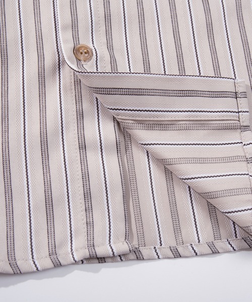 HOOK（フック）の「HOOK -original-　古着風ストライプ総柄ビッグシャツ（シャツ/ブラウス・メンズ・ライトグリーン/ベージュ/ブラック/ホワイト/ネイビー/ブルー/ダークベージュ/グリーン/ピンク・M/XL/L）」の16枚目の写真