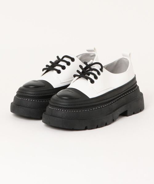 aimoha(アイモハ)の「aimoha men CHUNKY SOLE チャンキーソールレースアップローファー(ローファー・メンズ・ブラック/ホワイト/イエロー・24.5cm/25.0cm/25.5cm/26.0cm/26.5cm/27.0cm)」の1枚目の写真