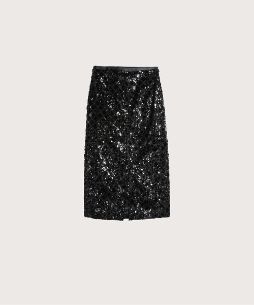 LA POMME petit(ラポミ・プチ)の「オールブラックビーズシャイニングスカート All Black Beads Shinning Skirt(スカート・レディース・ブラック・MEDIUM)」の2枚目の写真