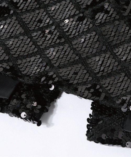 LA POMME petit(ラポミ・プチ)の「オールブラックビーズシャイニングスカート All Black Beads Shinning Skirt(スカート・レディース・ブラック・MEDIUM)」の6枚目の写真