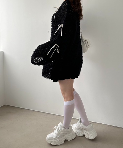 OLIVE des OLIVE(オリーブデオリーブ)の「ゆるたぽメッシュニット 1041050180(ニット/セーター・レディース・オフホワイト/ブラック/ブルー・FREE)」の12枚目の写真
