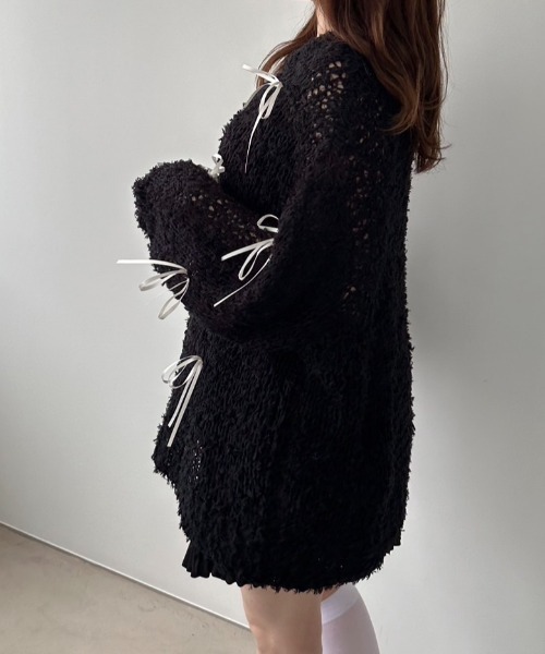 OLIVE des OLIVE(オリーブデオリーブ)の「ゆるたぽメッシュニット 1041050180(ニット/セーター・レディース・オフホワイト/ブラック/ブルー・FREE)」の8枚目の写真