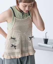 forksy. | 【forksy.】リボンモチーフ透かし編みニットビスチェ(キャミソール)