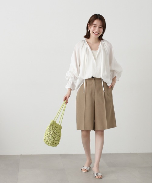 N.（N. Natural Beauty Basic）（エヌエヌナチュラルビューティーベーシック）の「◆ピンタックハーフパンツ（その他パンツ・レディース・ベージュ/ブラック・MEDIUM）」の12枚目の写真