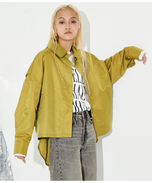 Settimissimo（セッティミッシモ）の「バックシャーリングヘム シャツジャケット（ブルゾン・レディース・ブラック/ベージュ・FREE）」の14枚目の写真