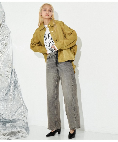 Settimissimo（セッティミッシモ）の「バックシャーリングヘム シャツジャケット（ブルゾン・レディース・ブラック/ベージュ・FREE）」の15枚目の写真