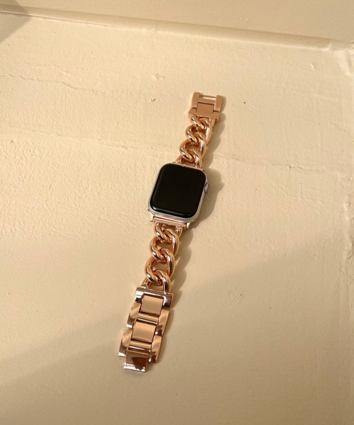 Me%(ミィパーセント)の「AppleWatchステンレスチェーンバンド 111887(デジタル腕時計・レディース・ピンクゴールド/シルバー・FREE)」の1枚目の写真