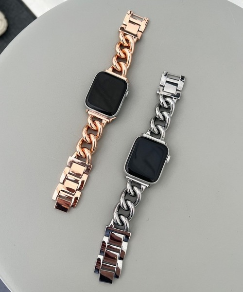 Me%(ミィパーセント)の「AppleWatchステンレスチェーンバンド 111887(デジタル腕時計・レディース・ピンクゴールド/シルバー・FREE)」の5枚目の写真