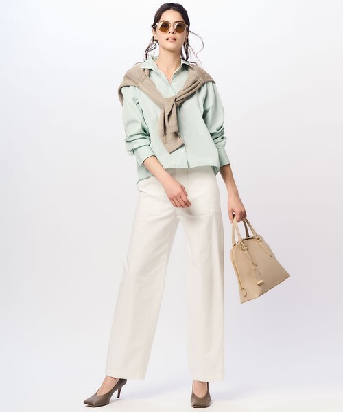 23区 S(ニジュウサンクチイサイサイズ)の「【CLASSY.6月号掲載/洗える】ピュアリネンバルキー Vネックニット(ニット/セーター・レディース・アイボリー系/グレー系/黄土色系/ダークブラウン系・32)」の14枚目の写真