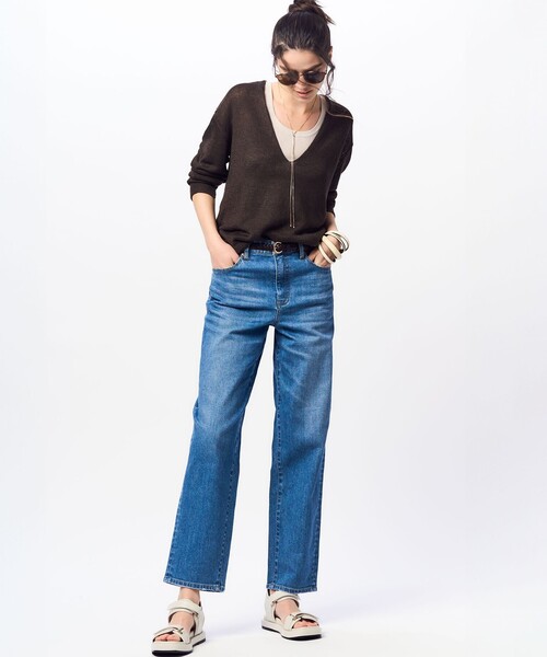 23区 S(ニジュウサンクチイサイサイズ)の「【CLASSY.6月号掲載/洗える】ピュアリネンバルキー Vネックニット(ニット/セーター・レディース・アイボリー系/グレー系/黄土色系/ダークブラウン系・32)」の15枚目の写真