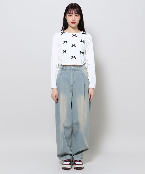 3.3 Field Trip (3.3フィールドトリップ)の「3.3 Field Trip/リボンドロスト長袖Tシャツ 2103078(Tシャツ/カットソー・レディース・ホワイト/ブラック/ブルー・FREE)」の11枚目の写真