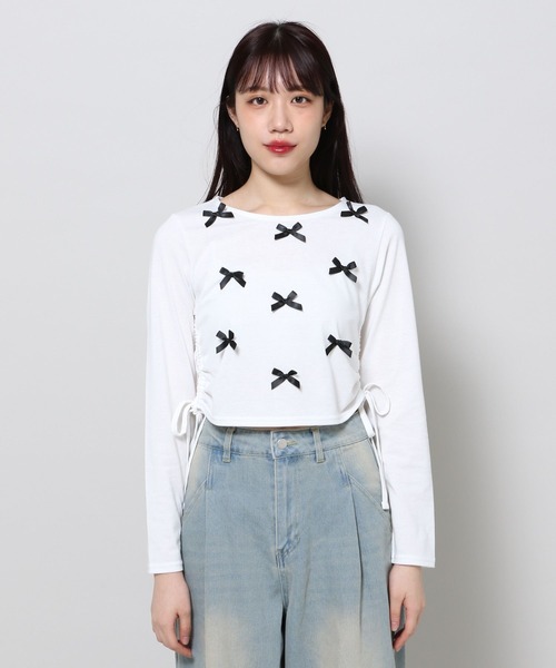 3.3 Field Trip (3.3フィールドトリップ)の「3.3 Field Trip/リボンドロスト長袖Tシャツ 2103078(Tシャツ/カットソー・レディース・ホワイト/ブラック/ブルー・FREE)」の12枚目の写真