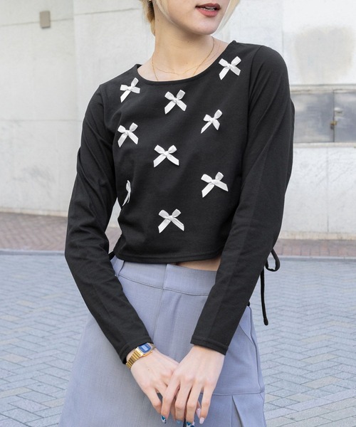 3.3 Field Trip (3.3フィールドトリップ)の「3.3 Field Trip/リボンドロスト長袖Tシャツ 2103078(Tシャツ/カットソー・レディース・ホワイト/ブラック/ブルー・FREE)」の16枚目の写真