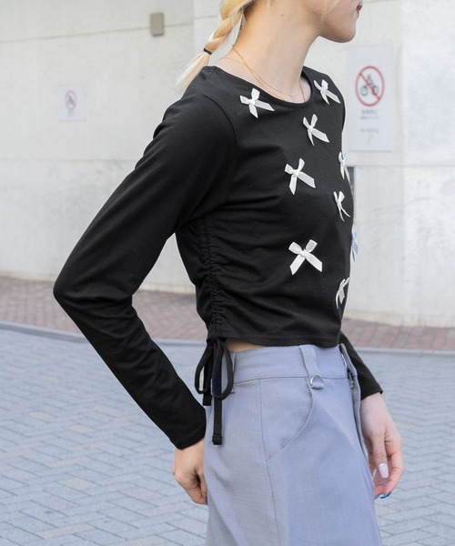 3.3 Field Trip (3.3フィールドトリップ)の「3.3 Field Trip/リボンドロスト長袖Tシャツ 2103078(Tシャツ/カットソー・レディース・ホワイト/ブラック/ブルー・FREE)」の17枚目の写真
