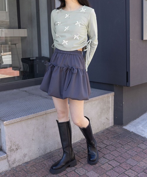 3.3 Field Trip (3.3フィールドトリップ)の「3.3 Field Trip/リボンドロスト長袖Tシャツ 2103078(Tシャツ/カットソー・レディース・ホワイト/ブラック/ブルー・FREE)」の18枚目の写真