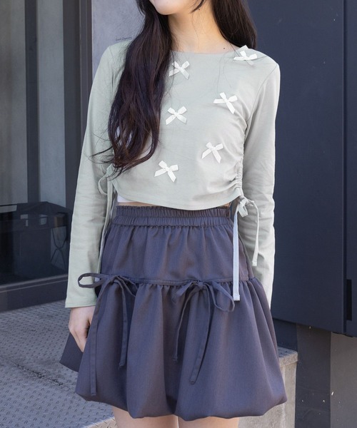 3.3 Field Trip (3.3フィールドトリップ)の「3.3 Field Trip/リボンドロスト長袖Tシャツ 2103078(Tシャツ/カットソー・レディース・ホワイト/ブラック/ブルー・FREE)」の9枚目の写真