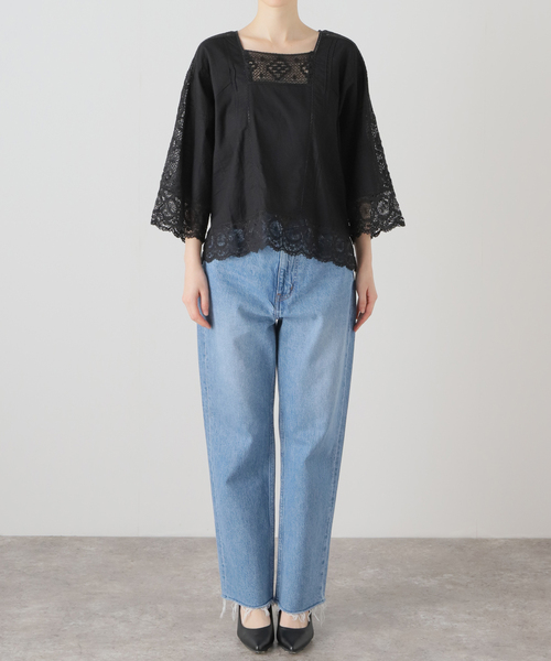 La TOTALITE（ラトータリテ）の「【ne Quittez pas/ヌキテパ 】CAMBRIC*LACE TOP（シャツ/ブラウス・レディース・ホワイト/ブラック・FREE）」の6枚目の写真