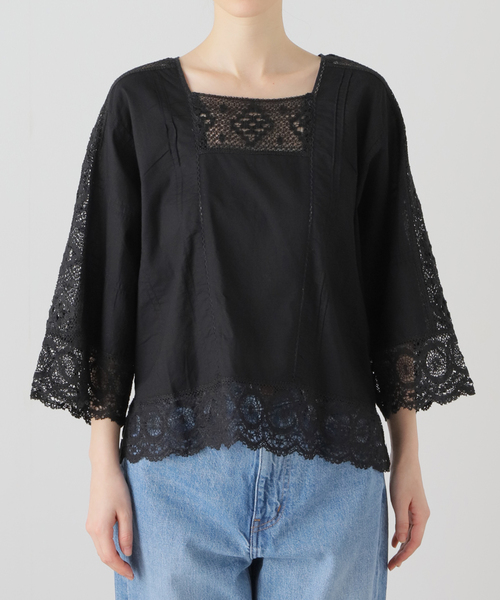 La TOTALITE（ラトータリテ）の「【ne Quittez pas/ヌキテパ 】CAMBRIC*LACE TOP（シャツ/ブラウス・レディース・ホワイト/ブラック・FREE）」の7枚目の写真