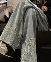 SHEPP（シープ）の「Y2K  ファイヤモチーフ ワイドデニム（デニムパンツ・メンズ）」