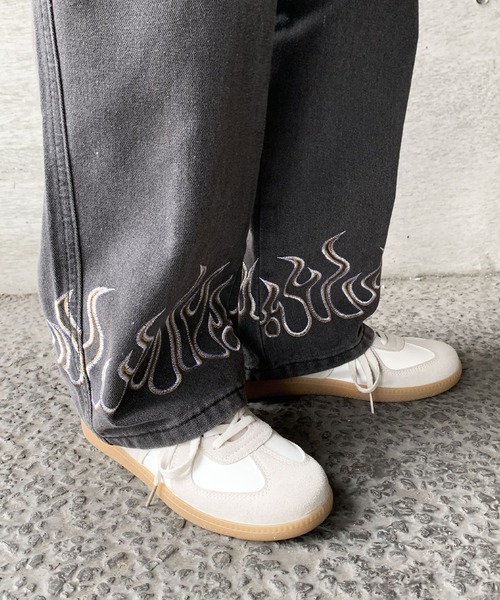 SHEPP（シープ）の「Y2K  ファイヤモチーフ ワイドデニム（デニムパンツ・メンズ・ブラック/ブルー・M/L/XL）」の21枚目の写真