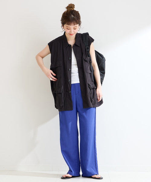 B.C STOCK（ベーセーストック）の「コードラインタックパンツ（スラックス・レディース・ブルー/ブラック/アイボリー・FREE）」の18枚目の写真